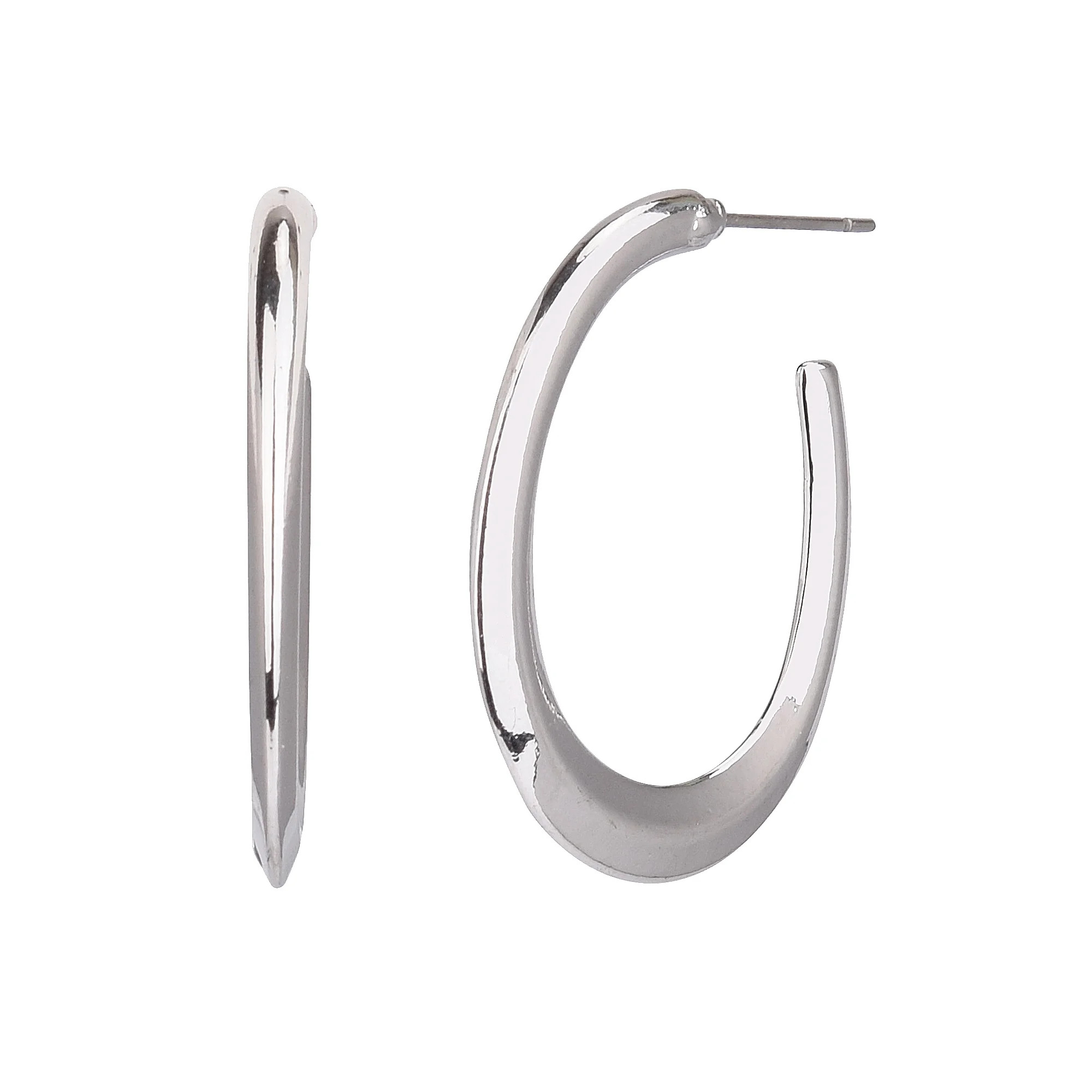 Time and Tru Adult Women's Silver Tone Post Metal Hoop Earring | Walmart (US)