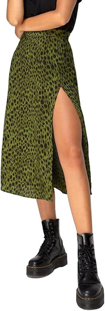 Women's Casual Boho Leopard Floral Print Skirt High Waist Split Summer Beach Swing A Line Midi Long Skirt | Amazon (US)