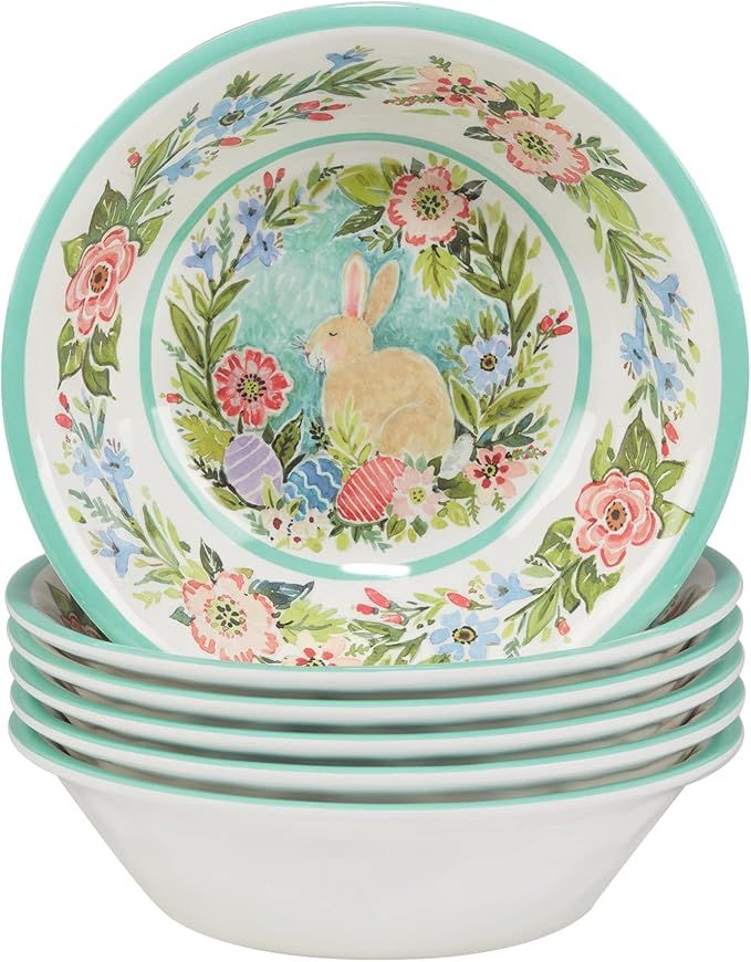 Certified International Joy of Easter 22 Oz. Melamine All Purpose Bowls, Set of 6, Multicolor | Amazon (US)