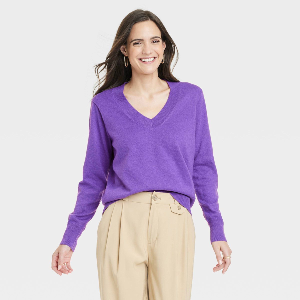 Women's Fine Gauge V-Neck Sweater - A New Day™ | Target