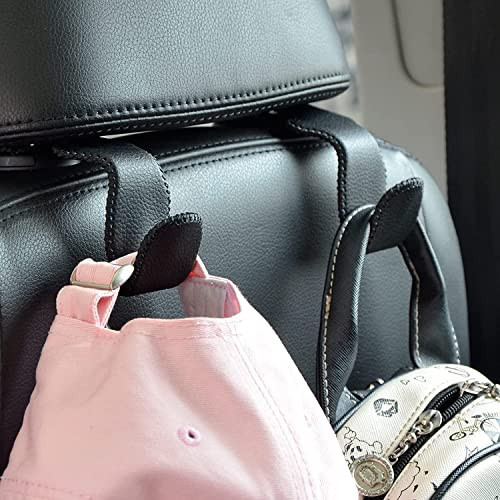 Car Hooks Universal Car Vehicle Back Seat Headrest Hanger Holder Hook Microfiber Leather & Stainless Steel for Bag Purse Cloth Drink Grocery (Black) | Amazon (US)