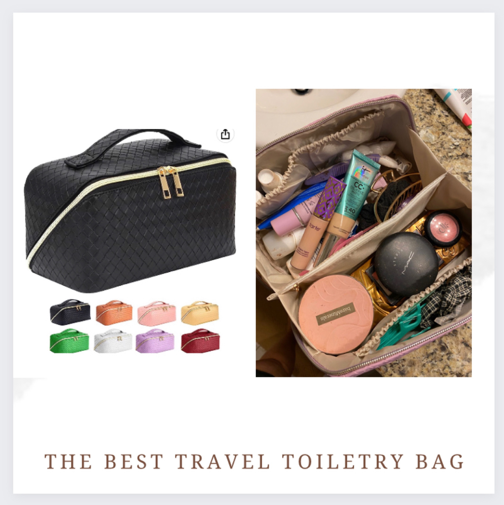 The best travel toiletry bag. It fits all of my makeup, makeup brushes, lotions and cleansers! Travel accessories. Makeup storage. Makeup organization. Flight attendant tips. Travel must haves. Vacation. Girls trips. Summer. Beach  

#LTKbeauty #LTKtravel #LTKunder50