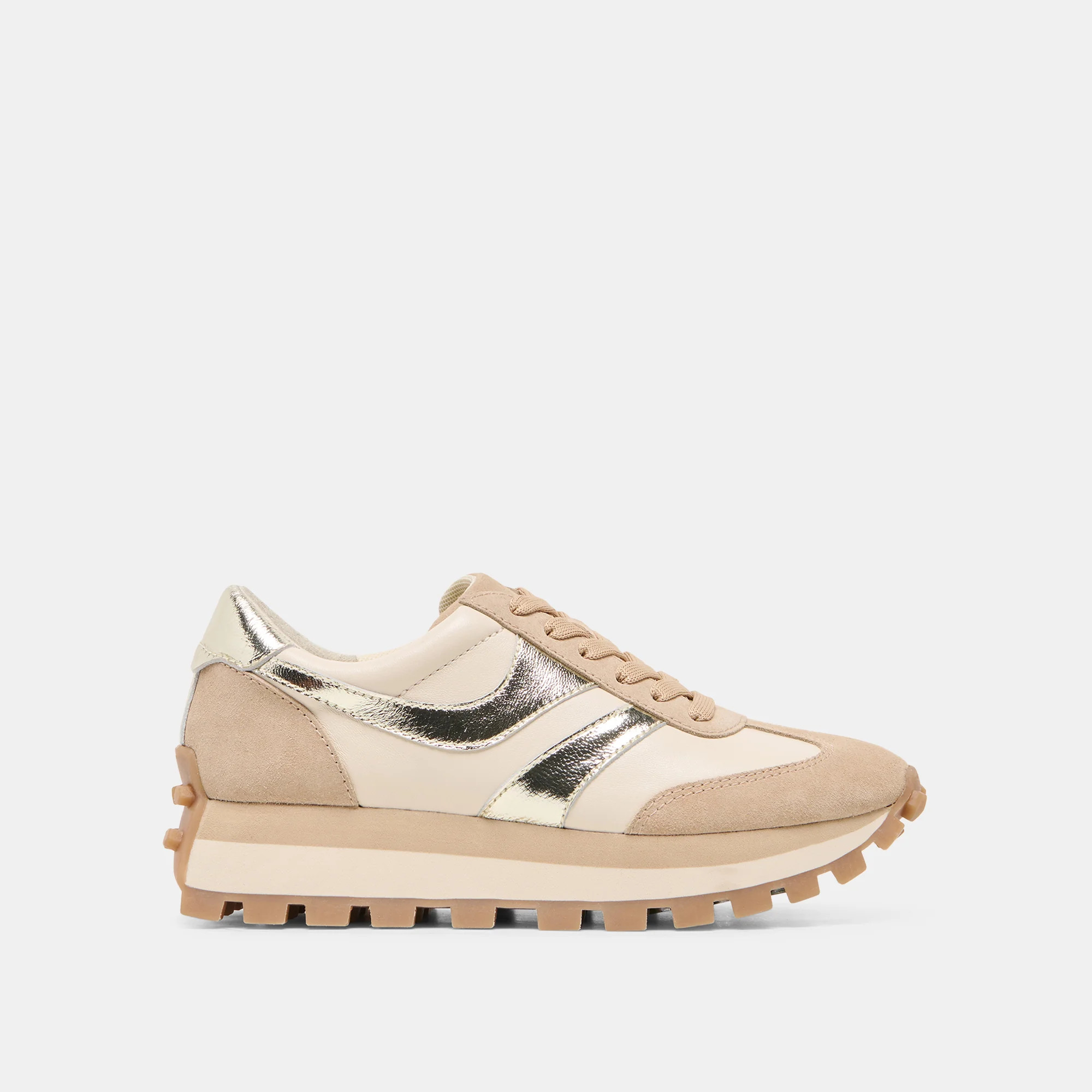 Tresa Sneakers White Gold Suede | DolceVita.com