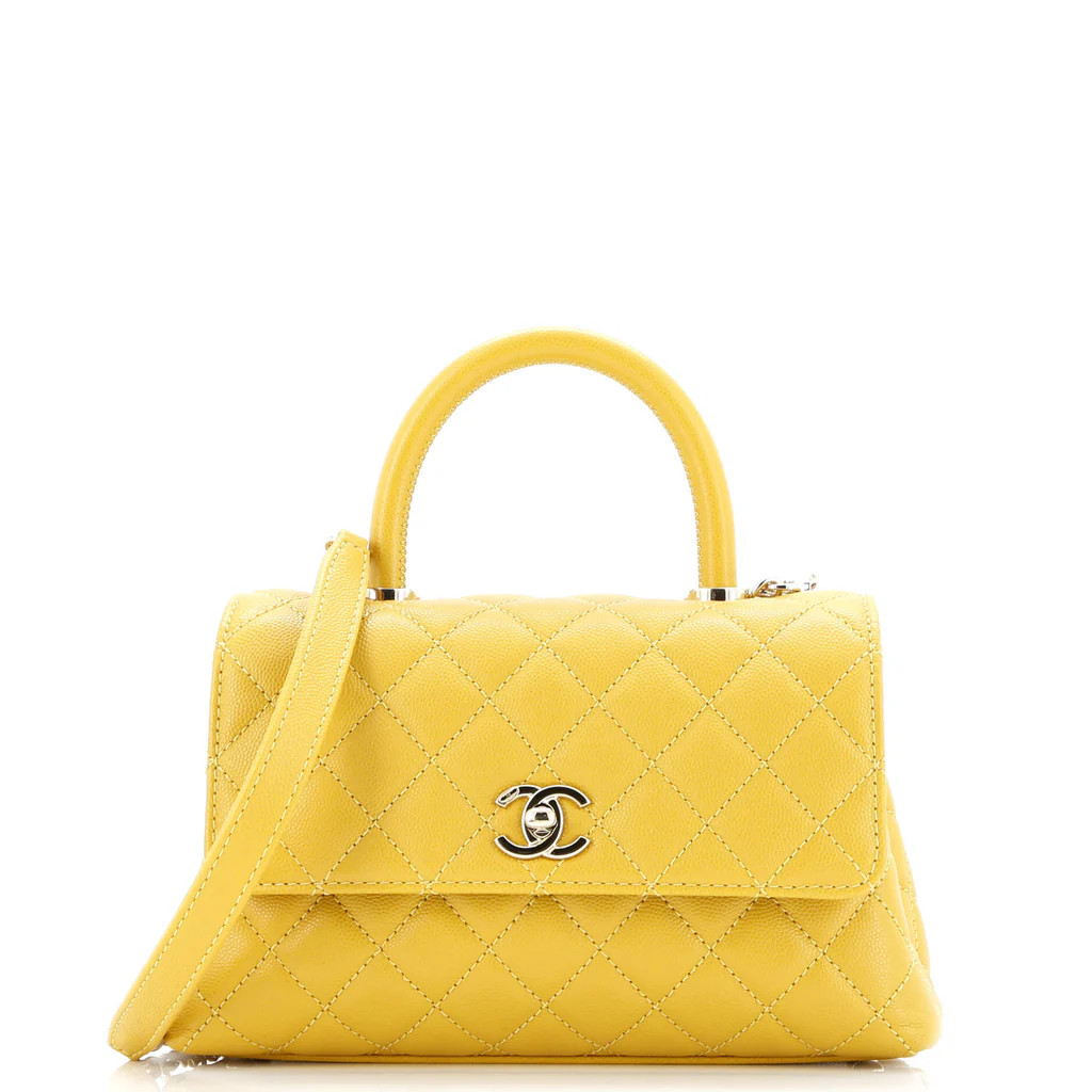 Coco Top Handle Bag Quilted Caviar Mini | Rebag
