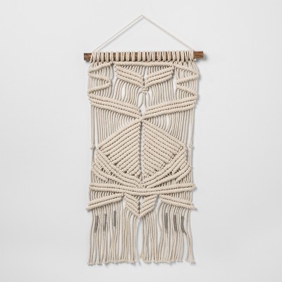 Woven Cotton Macrame Wall Tapestries Cream 16"x 26" - Opalhouse™ | Target