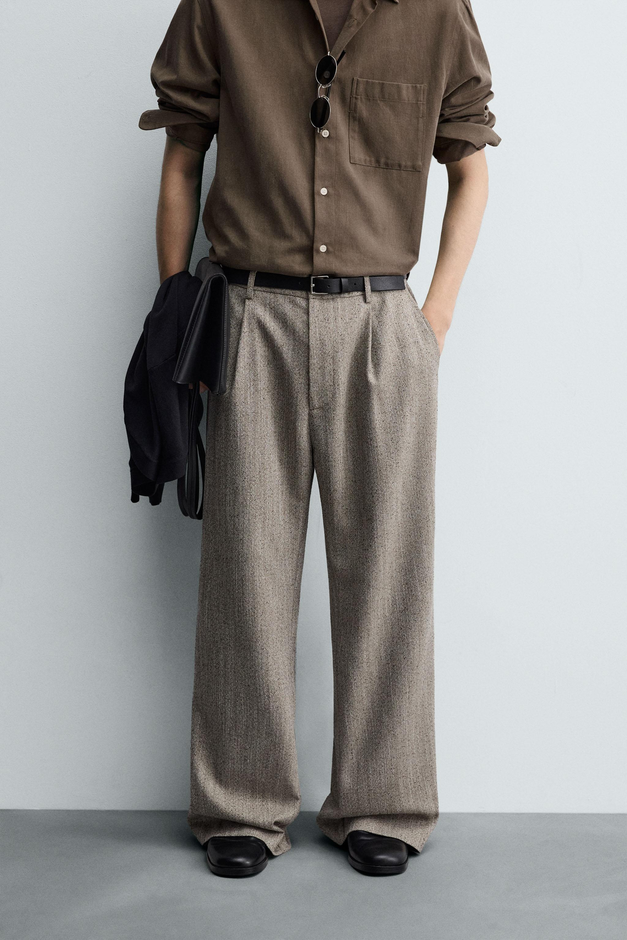 TEXTURED HERRINGBONE PANTS | Zara US