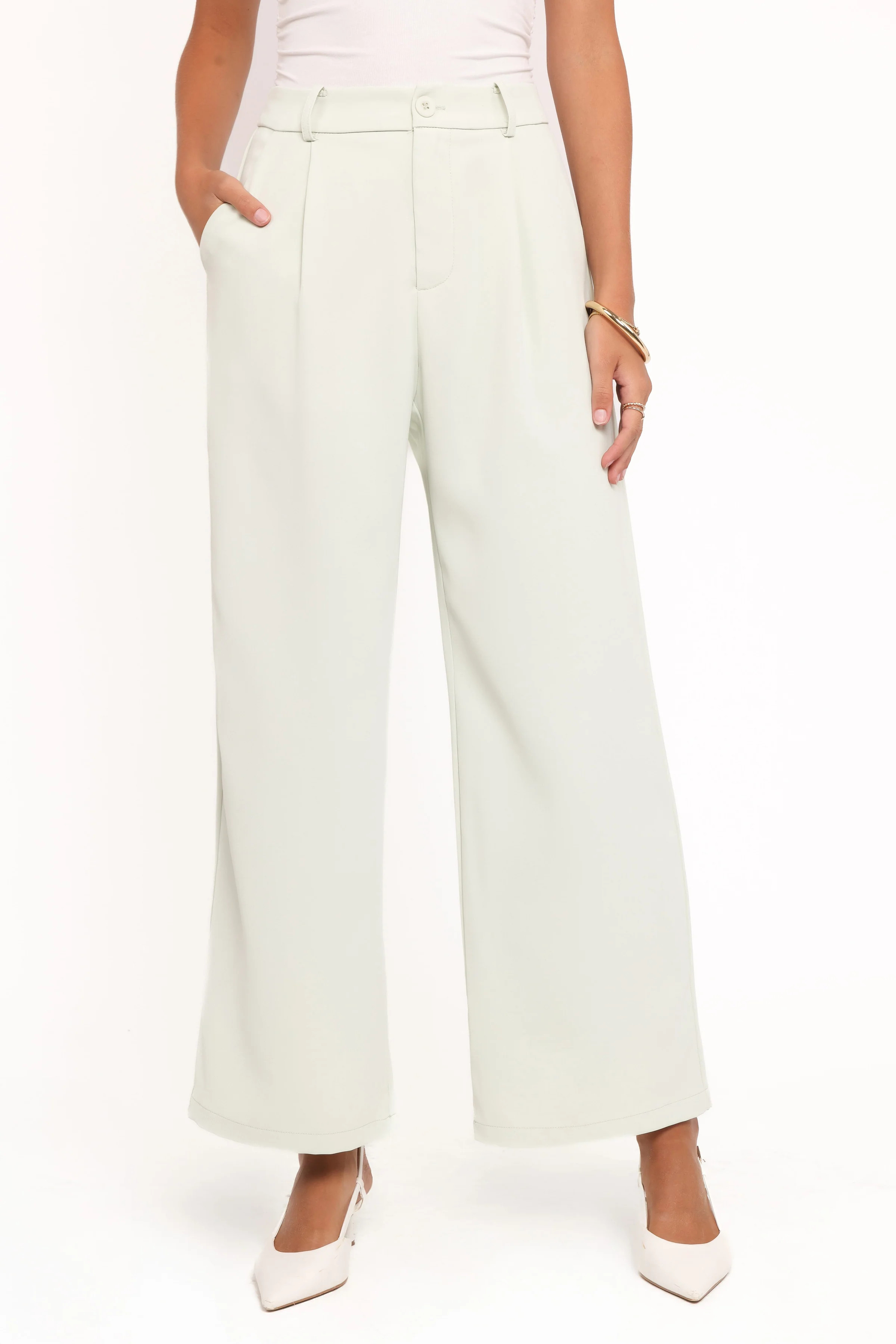 Lia Wide Leg Pant - Sage Green | Petal & Pup (US)
