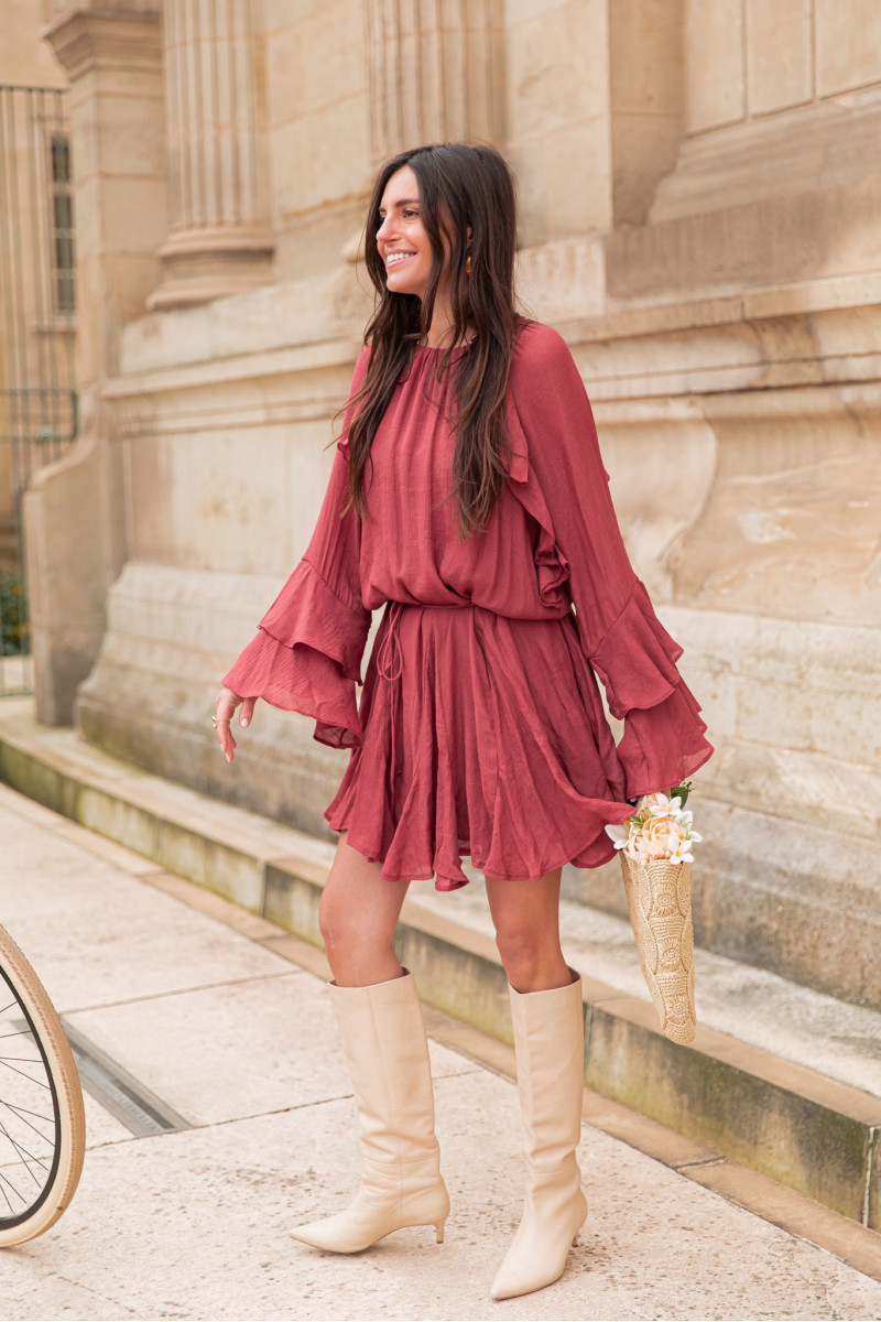 Robe courte terracotta fluide volants - Pretty Wire | Pretty Wire