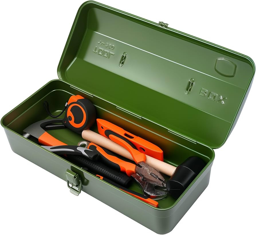 Large Metal Tool Storage Box with Handle for Workshop,15 inches Portable Tool Case with Lid，Loc... | Amazon (US)