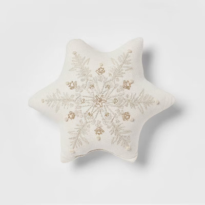 Embroidered Snowflake Shaped Christmas Throw Pillow Ivory - Threshold™ | Target