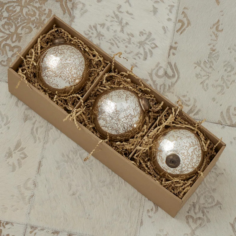 Mercury Glass Ornament Set of 3 | Wayfair North America