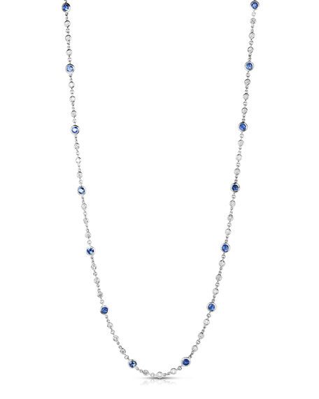 18k White Gold Sapphire and Diamond Long Necklace, 42"L | Neiman Marcus