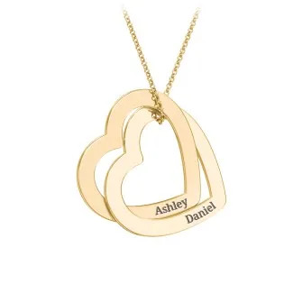 Engravable Interlocking Double Heart Pendant | Jewlr