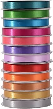 3/8 inch Satin Ribbons Assorted Colors (Solid Bright) | Amazon (US)
