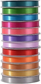 3/8 inch Satin Ribbons Assorted Colors (Solid Bright) | Amazon (US)