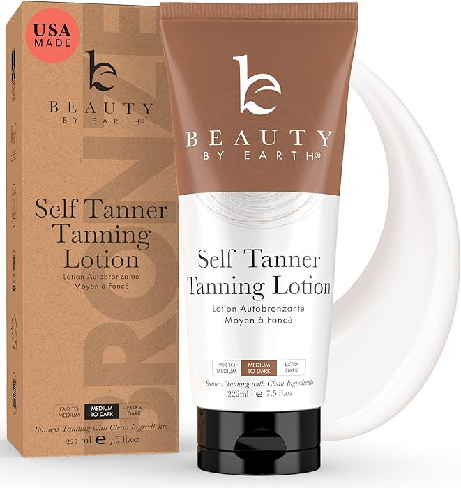 Beauty by Earth Self Tanner - Organic & Natural Ingredients, USA Made, Moisturizing Self Tanning ... | Amazon (US)