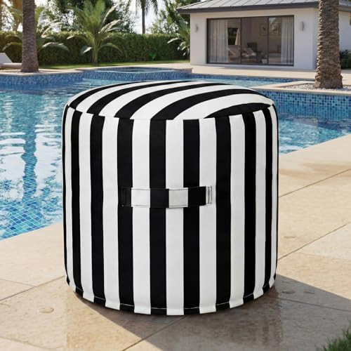 Outdoor Ottoman Waterproof Bean Bag Footrest Round Pouf Comfortable Footstool with Portable Handl... | Amazon (US)