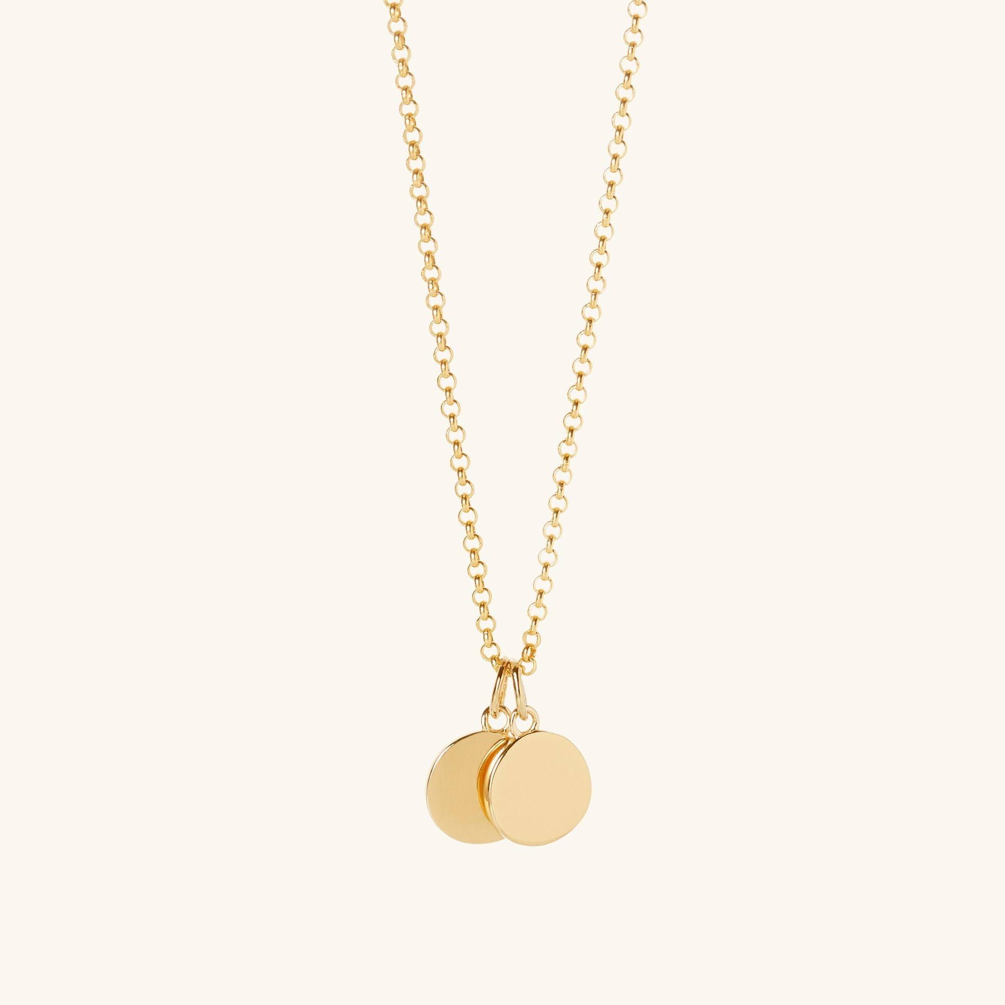 Mother and Child Discs, 8ct Gold-Plated Vermeil On Sterling Silver, Women's Necklace | Muru Jewellery.