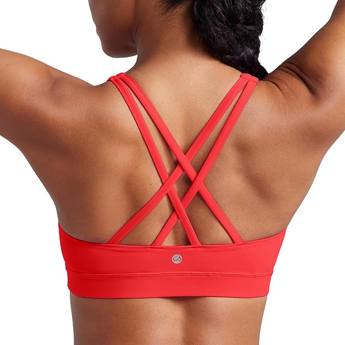 CRZ YOGA Naked Feeling Strappy Padded Sports Bras for Women - Fitness Workout Top Criss Cross Bac... | Amazon (US)