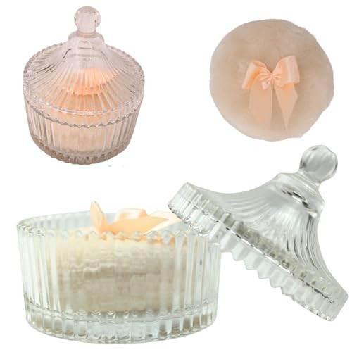 2 Pcs Large Body Powder Puff and Container Powder Container with Puff Powder Puff Crystal Container Soft Washable Reusable Velour Face Body Glitter Powder Puff Wet Dry Makeup (Yellow) | Amazon (US)