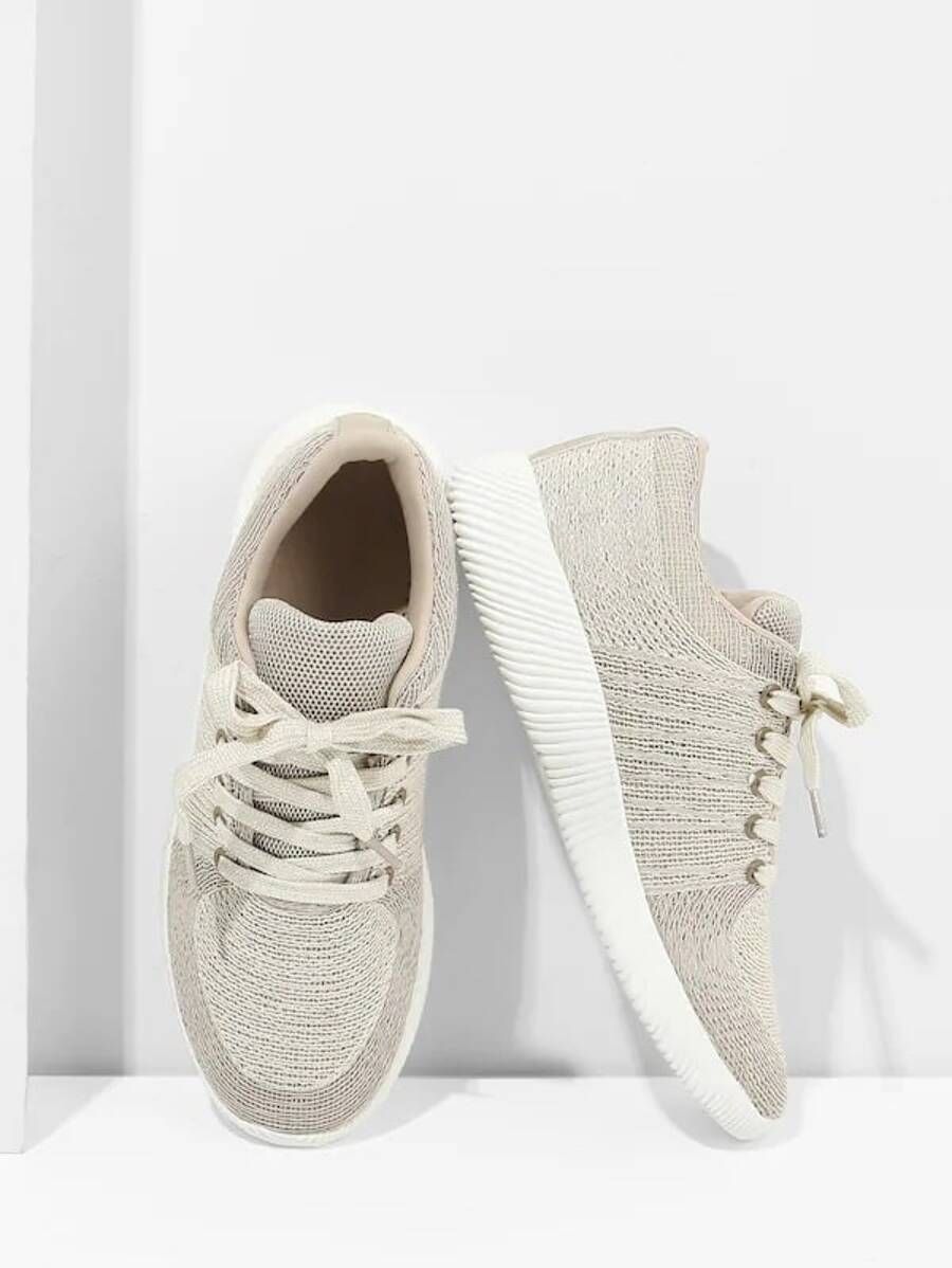 Knit Design Lace Up Sneakers | SHEIN