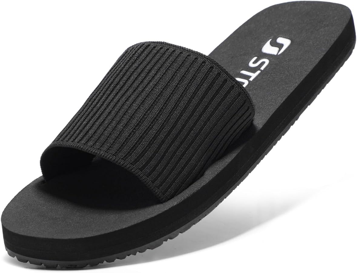 STQ Memory Foam Slides for Women Flat Sandals Slip On Slide Sandals | Amazon (US)