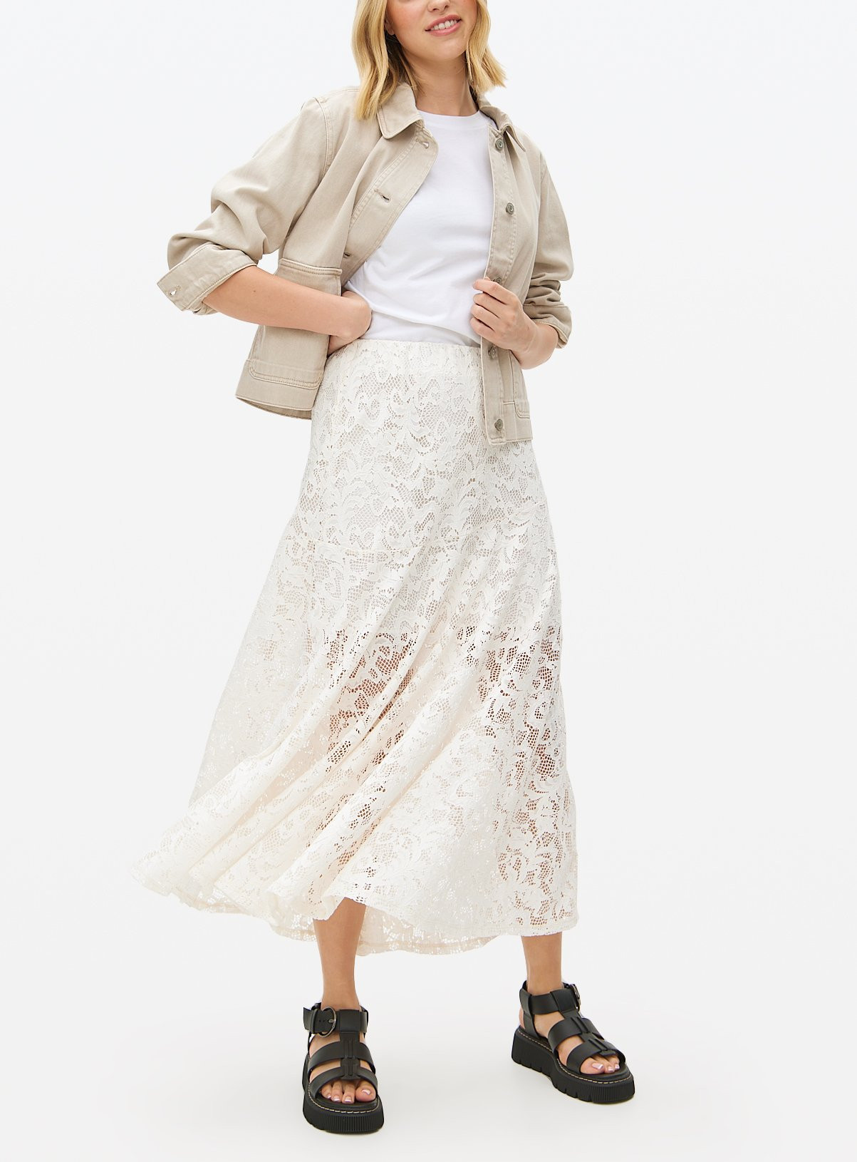 Cream Lace Maxi Skirt | Tu Clothing