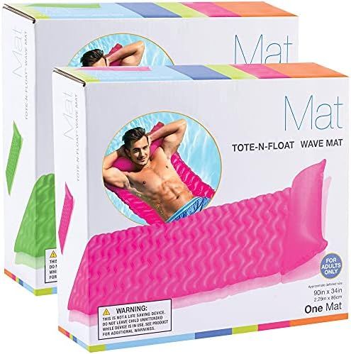 Inflatable Pool Rafts for Adults [Set of 2] Wave Mats 90” X 34” - Pool Floats with Headrest -... | Amazon (US)