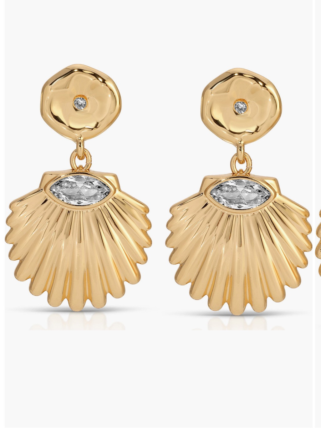 Ettika Gold Shell Drop Earrings With Crystal Marquise | Poshmark