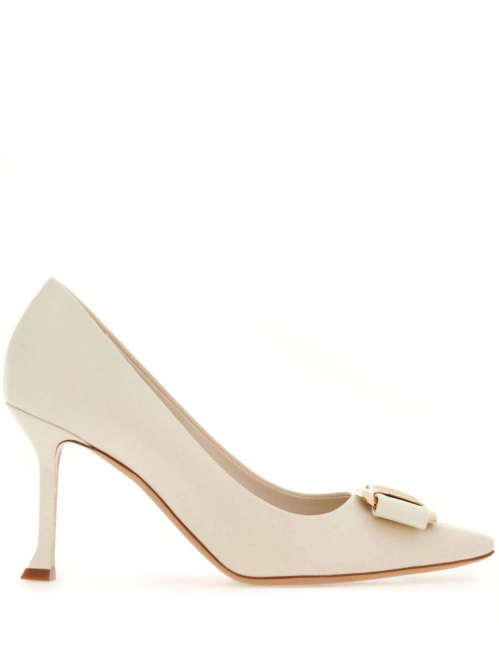 Ferragamo 85mm bow-detail leather pumps - White | Farfetch Global
