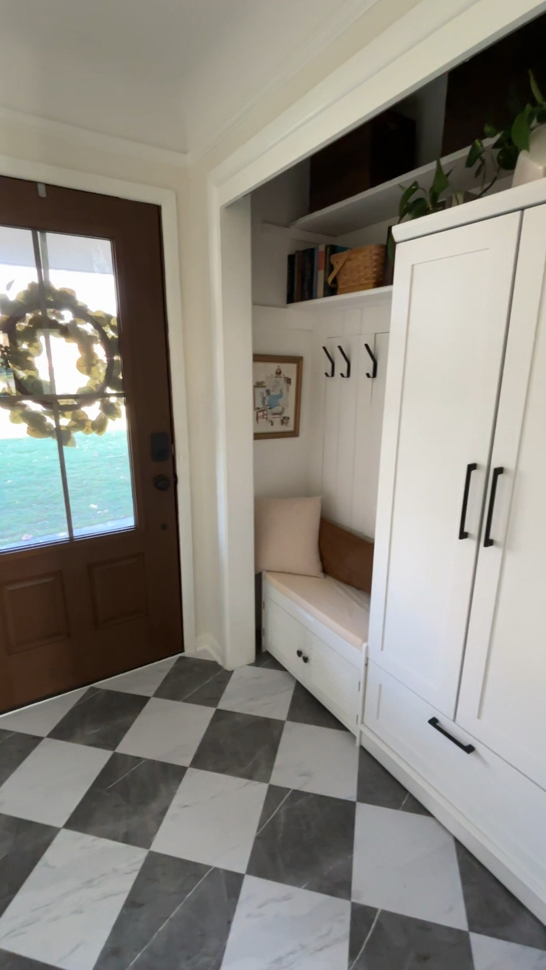 Small entry way refresh - adding peel and stick tiles, plus closed and hidden storage

#LTKHome #LTKWatchNow