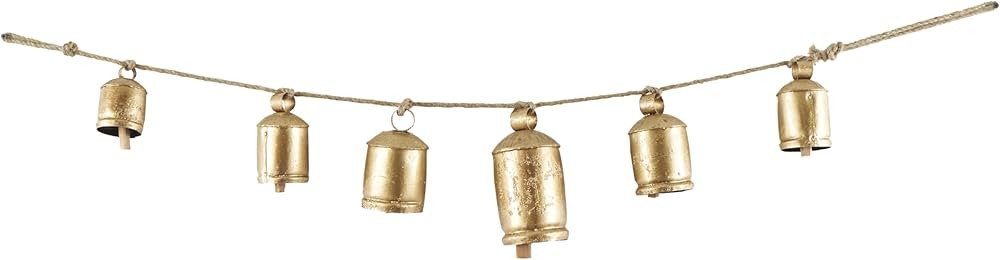 Deco 79 Metal Tibetan Inspired String Hanging Decorative Cow Bells with 6 Bells on Jute Hanging R... | Amazon (US)