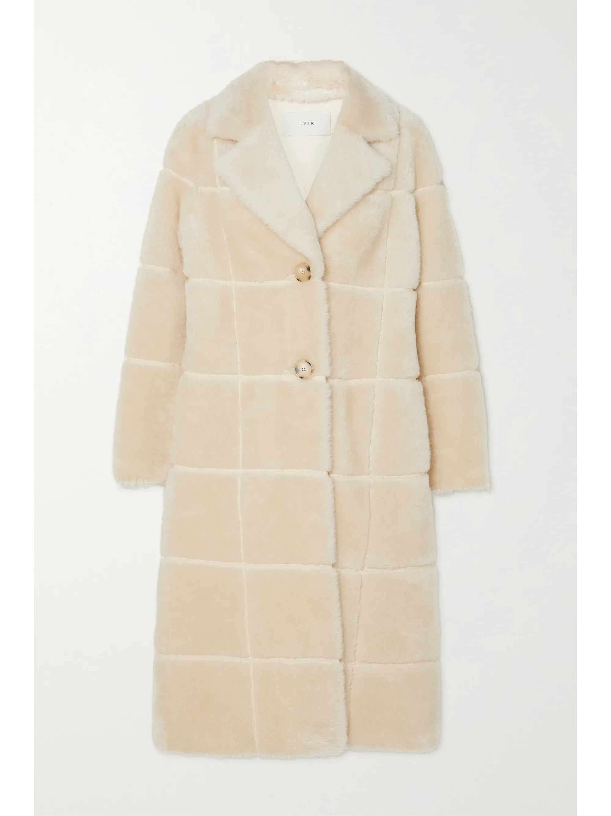 Cream Checked faux shearling coat | LVIR | NET-A-PORTER | NET-A-PORTER (UK & EU)