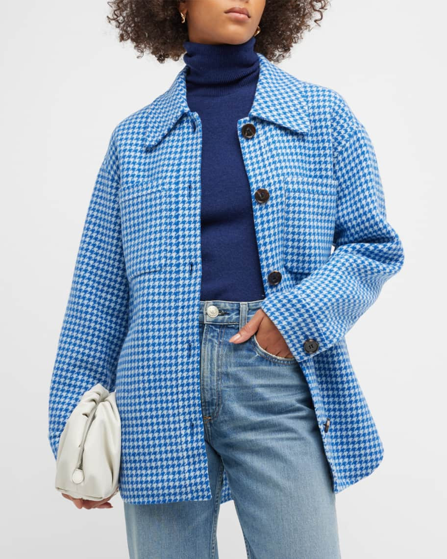 Connie Houndstooth Button-Front Shacket | Neiman Marcus