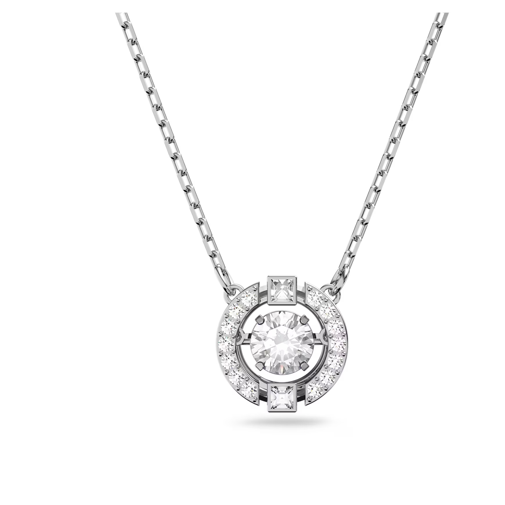 Una necklace, Round cut, White, Rhodium plated by SWAROVSKI | SWAROVSKI