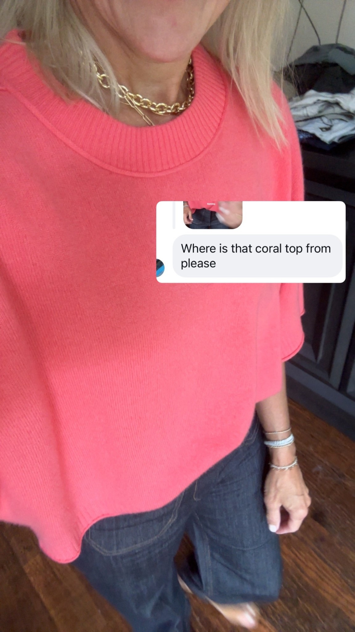 Coral cashmere sweater 
With these full length Colette denim!! 

Fit is tts 



#LTKOver40 #LTKWorkwear #LTKStyleTip