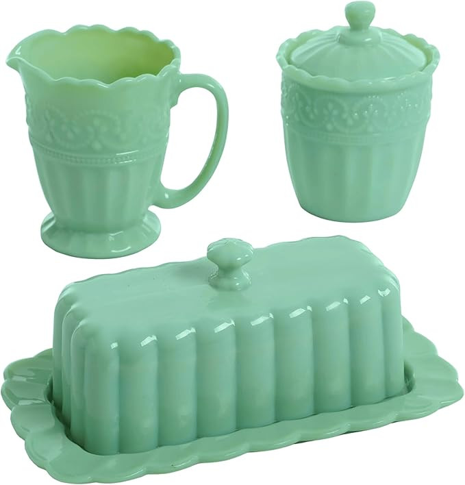 The Pioneer Woman Jade Timeless Beauty Glass Serveware Set, 5 Piece Tableware Set - Butter Dish w... | Amazon (US)