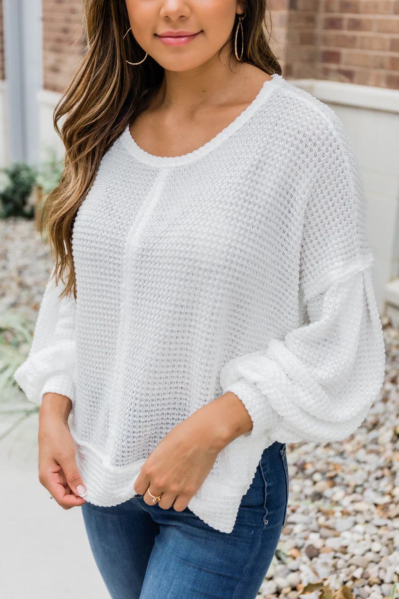 Yesterday's Memory White Sweater | The Pink Lily Boutique