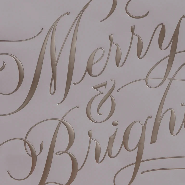 Large White and Gold Merry and Bright Christmas Paper Gift Bag, 12.75" x 4.5", 10", by My Texas H... | Walmart (US)