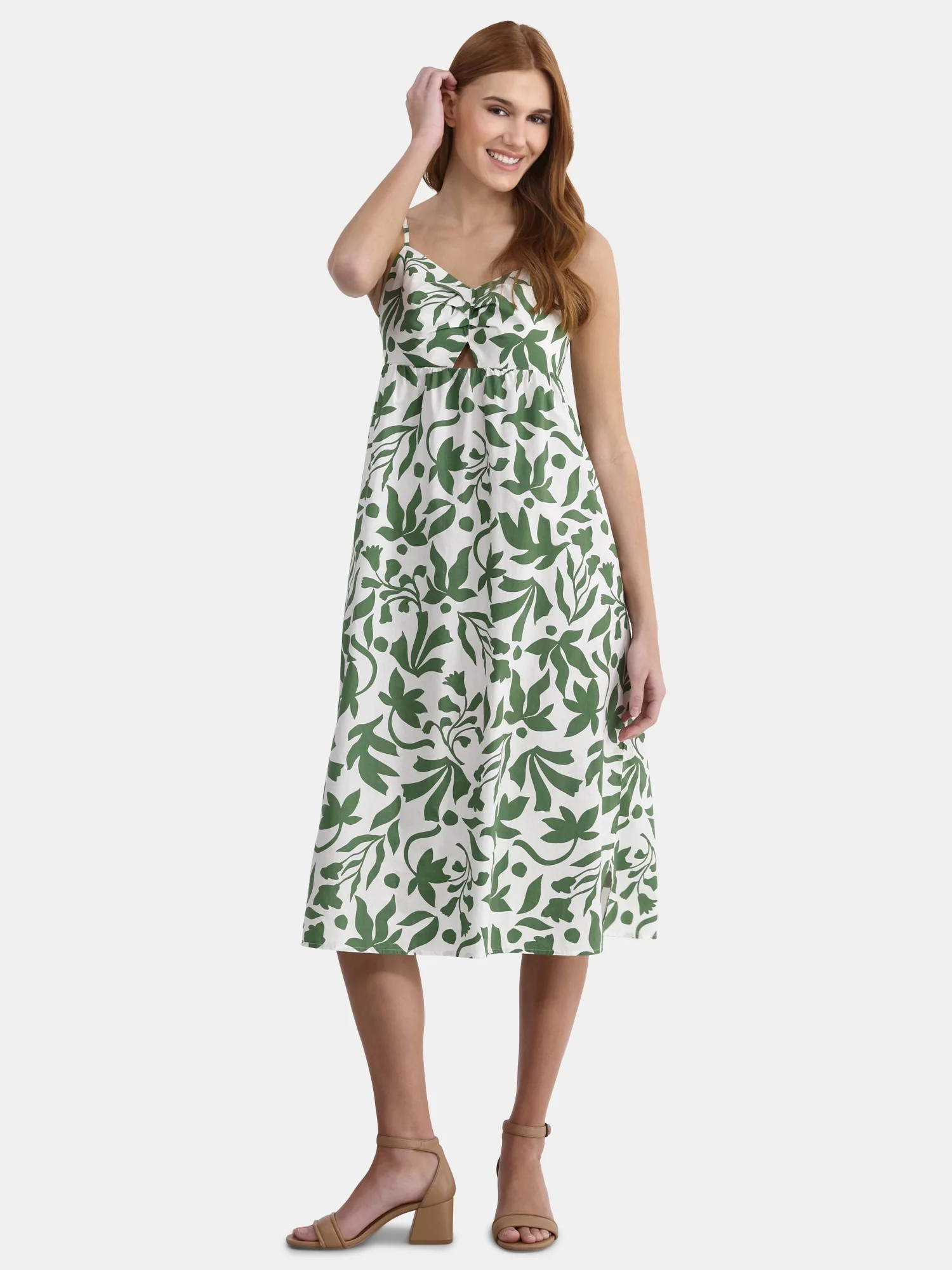 Time and Tru Women's Smocked Midi Dress, Sizes XS-XXXL | Walmart (US)