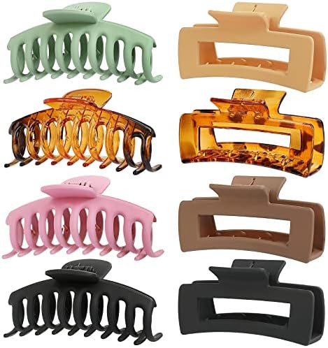 laxizar 8 Pack Claw Clips Rectangular Hair Clips for Women Girls Large Bandana Clips Strong Hold ... | Amazon (US)