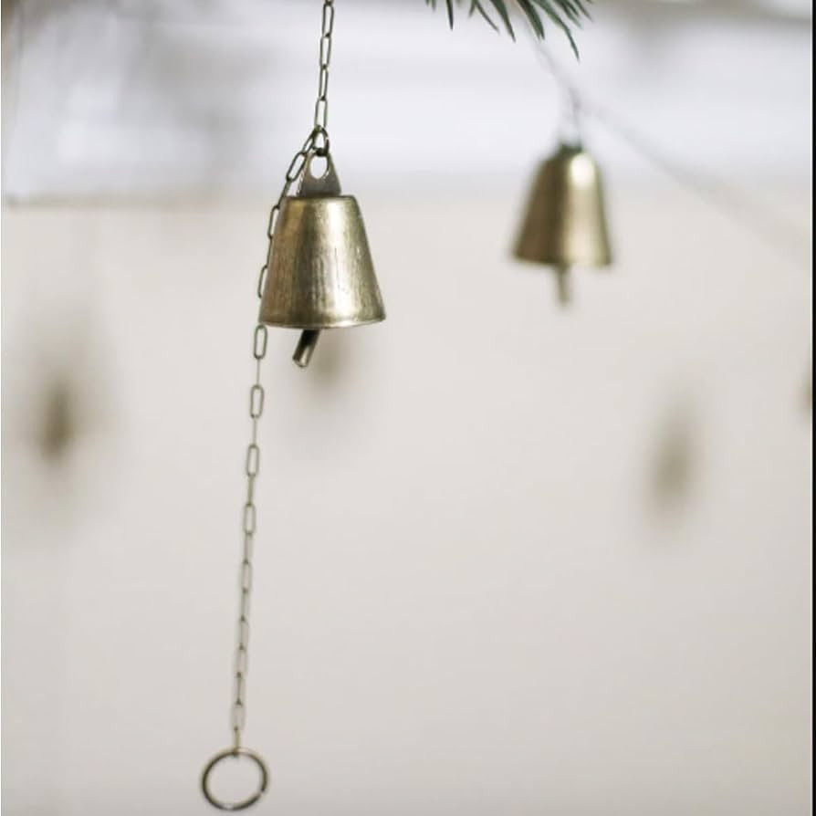 Amazon.com: Antique Gold Finish Bell Garland, Brass Bell Chain Garland, Scandinavian Garland, Min... | Amazon (US)