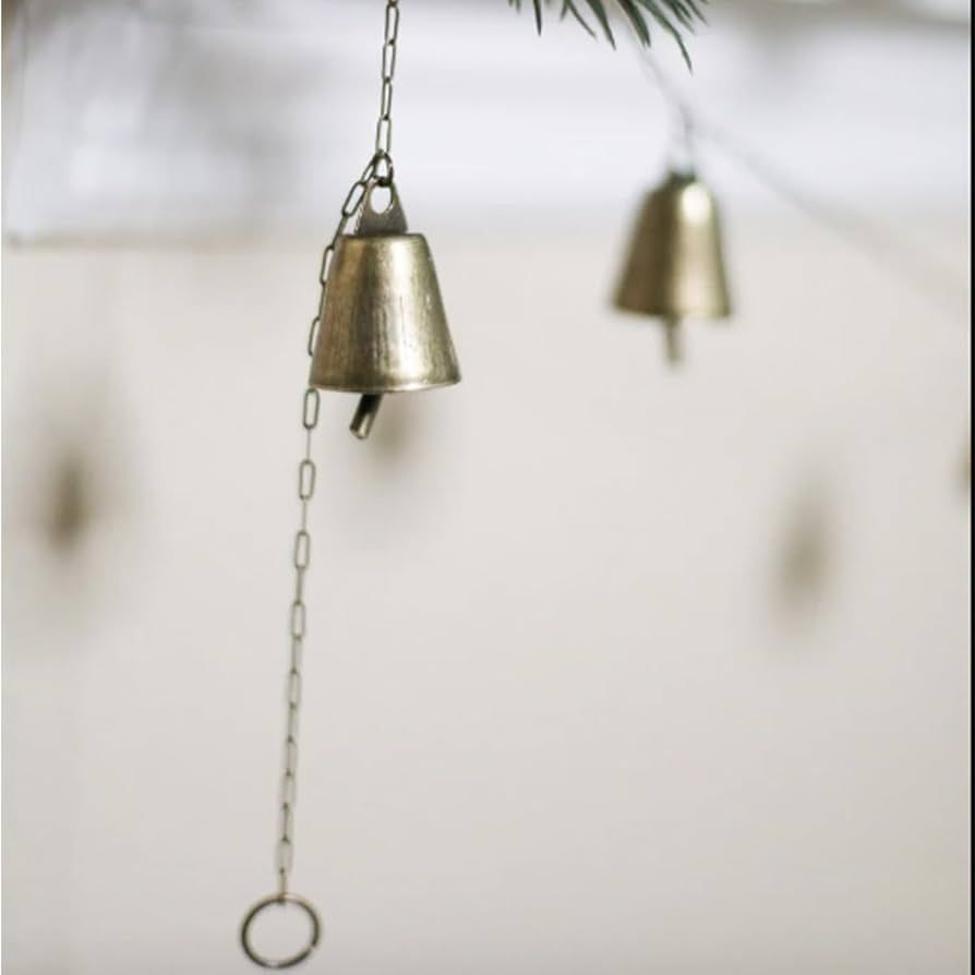 Antique Gold Finish Bell Garland, Brass Bell Chain Garland, Scandinavian Garland, Mini Bell Chris... | Amazon (US)