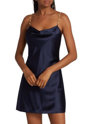 Shallon Pearl Chain Silk Minidress | Saks Fifth Avenue OFF 5TH