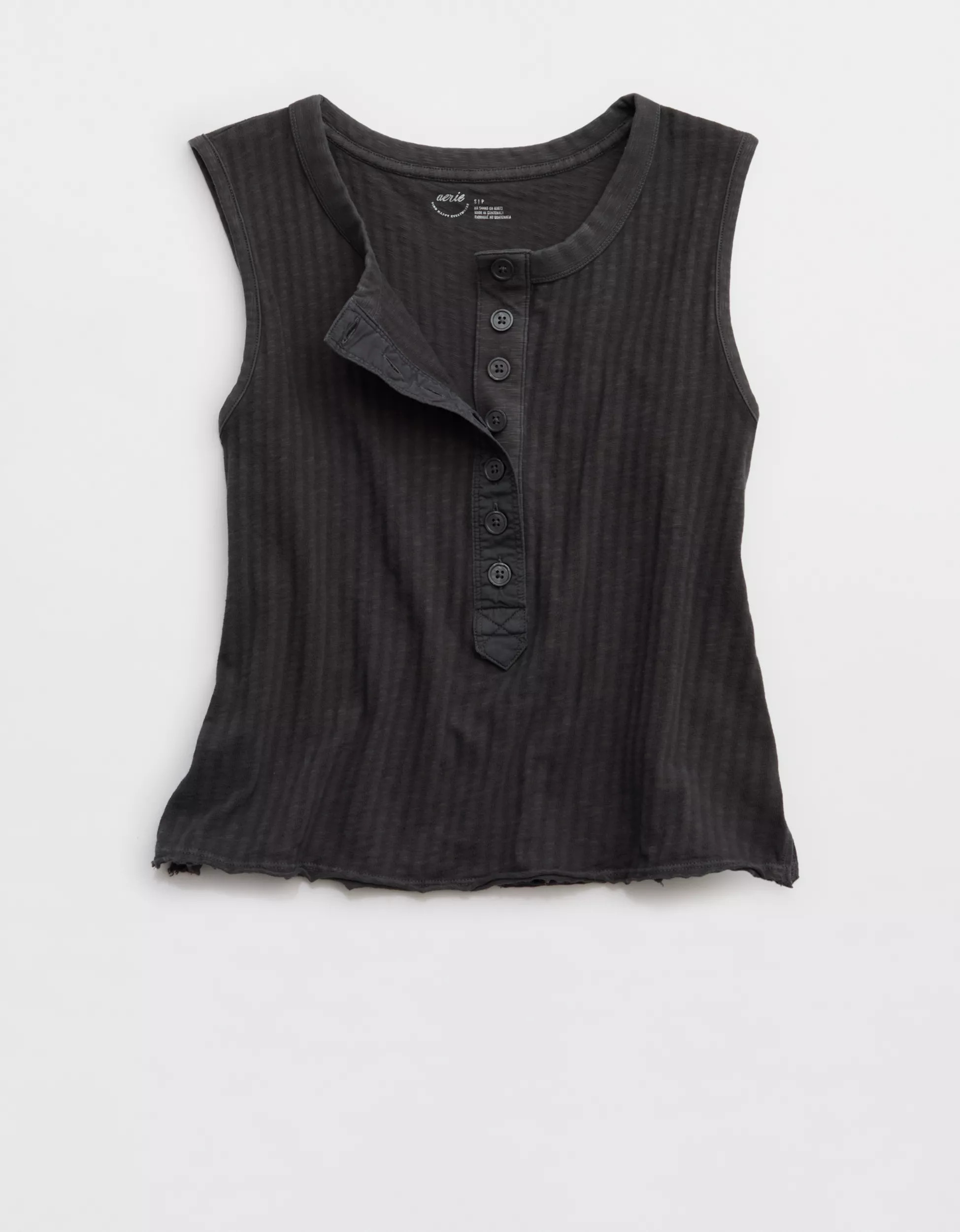 Aerie Shadow Stripe Henley Tank Top | Aerie