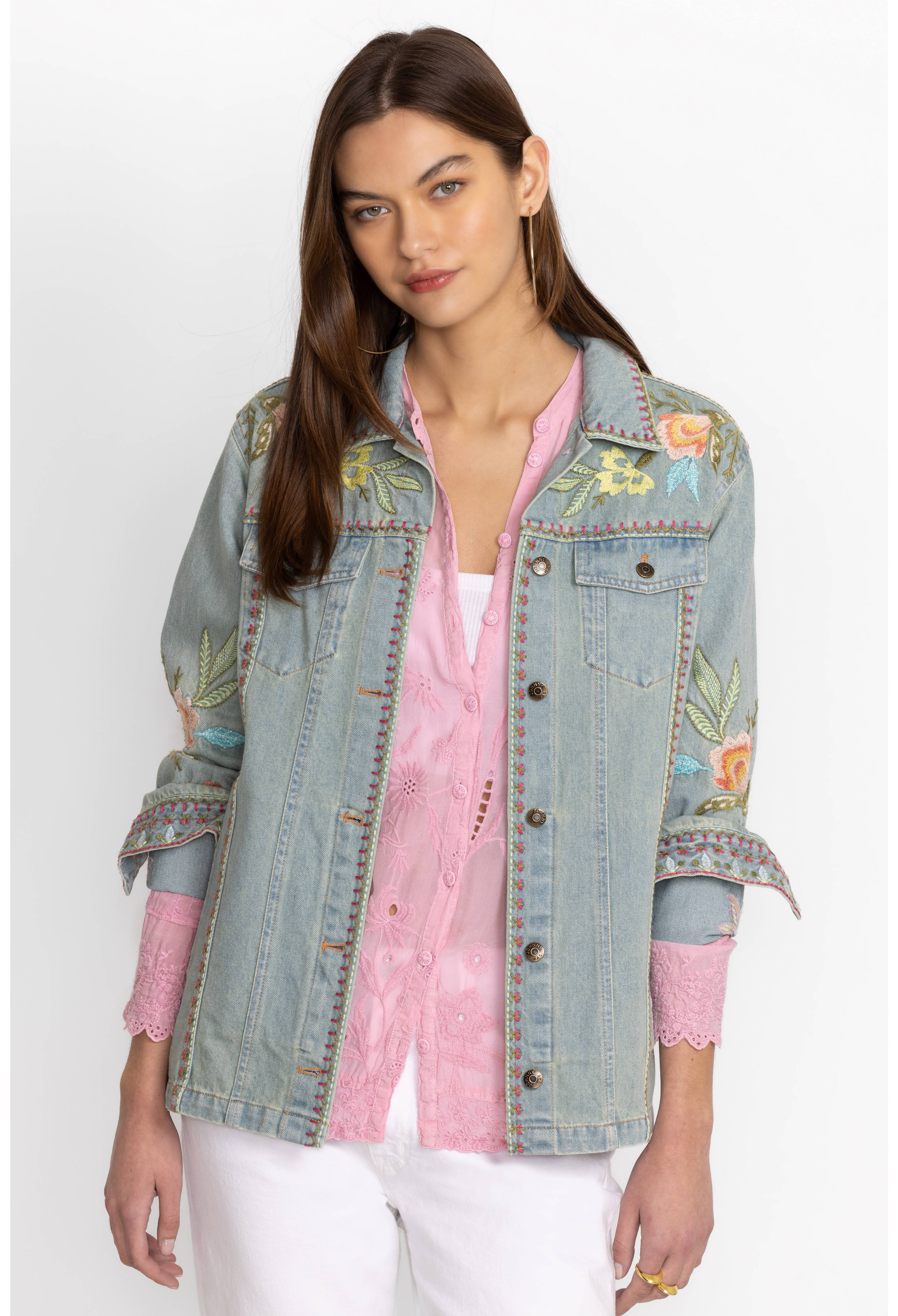 CAMELLIA OVERSIZED DENIM JACKET | Johnny Was | Johnny Was