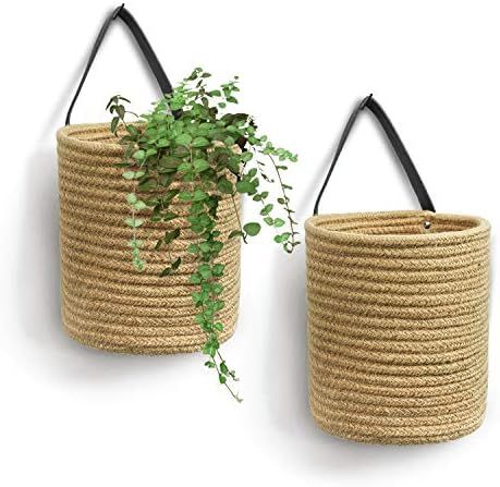 Goodpick 2pack Jute Hanging Basket - 7.87" x 7" Small Woven Fern Hanging Rope Basket Flower Plant... | Amazon (US)
