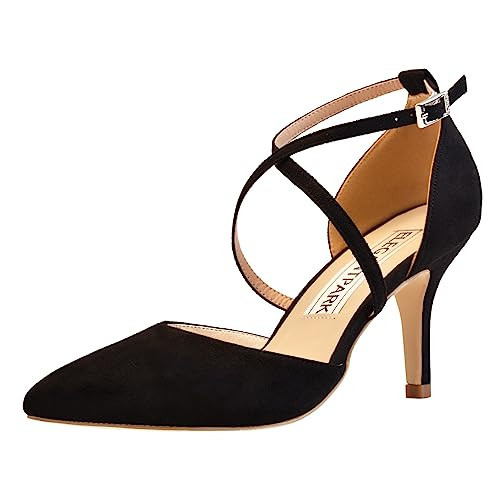 ELEGANTPARK Black Heels for Women Closed Toe Dress Shoes for Women Pointed Strappy High Heels Pumps Pointy Wedding Evening Party Prom Shoes US 95 HC2901 | Amazon (US)