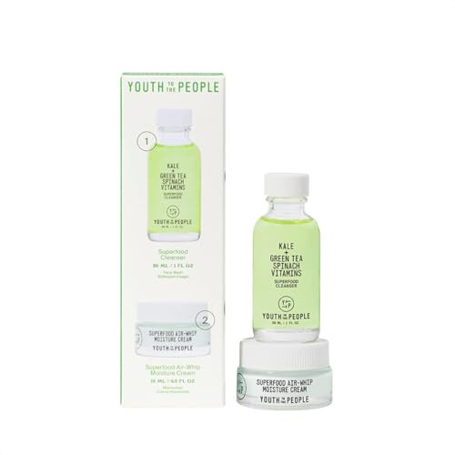 Youth To The People Daily Skin Health Youth Stack, 2-Piece Skincare Giftset - For Pores + Oily Skin, Mini Travel Essentials Set, Superfood Cleanser & Air Whip Face Moisturizer, Hydrating, Plant-Based | Amazon (US)