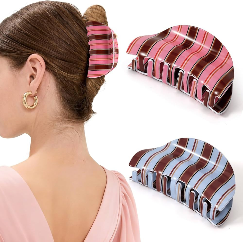 2 Pack Medium Hair Clips for Women, Strong Hold Recycled Plastic Claw Clips for Thick Hair | Grea... | Amazon (US)